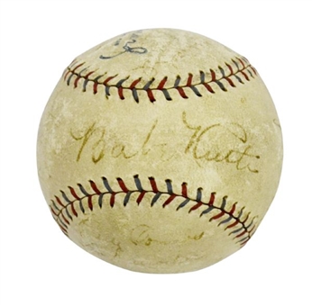 1928 Yankees Team-Signed Baseball (20 Signatures including Ruth and Gehrig)